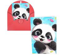 KLLTYHMU Lot de 1 carte de remerciement avec enveloppes, motif panda mignon, 10,2 x 15,2 cm pour notes personnalisées, cartes formelles pour toutes les occasions, adaptées pour les petites entreprises