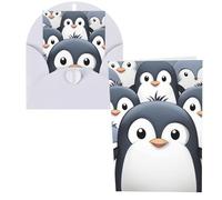KLLTYHMU Lot de 1 carte de remerciement avec enveloppes, motif pingouin mignon de 10,2 x 15,2 cm pour notes personnalisées, cartes formelles pour toutes les occasions, adaptées pour les petites