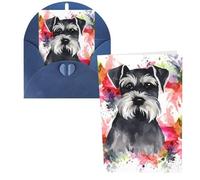KLLTYHMU Lot de 1 carte de remerciement avec enveloppes, Schnauzer 10,2 x 15,2 cm pour notes personnalisées, cartes formelles pour toutes les occasions, adaptées pour les petites entreprises, les