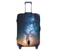 KLLTYHMU Man Looking Up Universe Housse de protection élastique lavable pour bagages de voyage anti-rayures pour enfants et adultes, convient aux bagages de 45,7 à 81,3 cm, Noir , x-large