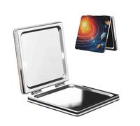 KLLTYHMU Miroir compact pour femme, mini miroir de poche portable pliable avec grossissement x2 x 1x, miroir pour sac à main, espace extérieur, galaxie, système solaire, miroir de voyage, miroir de