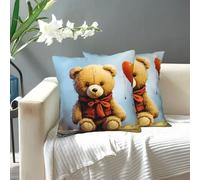 KLLTYHMU Miss You Bear Housses de coussin décoratives modernes et confortables pour extérieur et rustique avec fermeture éclair dissimulée pour canapé, chambre à coucher, décoration d'intérieur, 30,5