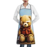KLLTYHMU Miss You Bear Tablier de cuisine avec grandes poches, imperméable à isolation thermique, tablier de cuisine pour chefs, barbecue, pâtisserie, jardinage, salon