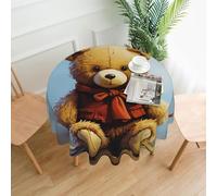 KLLTYHMU Nappe ronde de 152,4 cm - Imperméable aux taches et infroissable - Motif ours Miss You Bear - Pour pique-nique, fête, salle à manger, décoration d'intérieur et d'extérieur