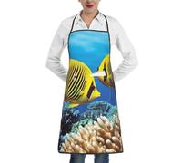 KLLTYHMU Royal Angel Fishes Tablier de cuisine avec grandes poches, imperméable à isolation thermique, tablier de cuisine pour chefs, barbecue, pâtisserie, jardinage, salon