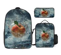 KLLTYHMU Sac à dos 3 pièces pour homme et femme - Léger - Sac à bandoulière décontracté avec sac à déjeuner isotherme et trousse à crayons - Organisateurs de fruits dans l'eau