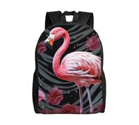KLLTYHMU Sac à dos de voyage imperméable et léger pour ordinateur portable motif flamant rose pour homme et femme, noir, taille unique