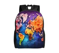 KLLTYHMU Sac à dos de voyage pour ordinateur portable avec carte de couleur - Imperméable - Léger - Joli sac à dos pour femme et homme