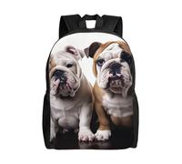 KLLTYHMU Sac à dos de voyage pour ordinateur portable avec deux adorables bouledogues - Imperméable et léger - Pour homme et femme