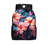 KLLTYHMU Sac à dos de voyage pour ordinateur portable avec fleurs tropicales - Imperméable - Léger - Joli sac à dos pour femme et homme