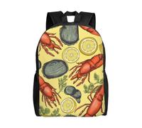 KLLTYHMU Sac à dos de voyage pour ordinateur portable avec homard et citron - Imperméable - Léger - Joli sac à dos pour femme et homme