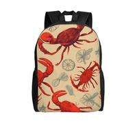 KLLTYHMU Sac à dos de voyage pour ordinateur portable avec homard et crabe - Imperméable - Léger - Joli sac à dos pour femme et homme