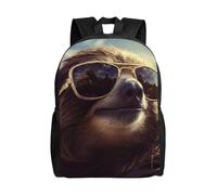 KLLTYHMU Sac à dos de voyage pour ordinateur portable avec paresseux avec lunettes de soleil, imperméable, léger, mignon, sac à dos pour femme et homme