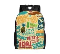KLLTYHMU Sac à dos de voyage pour ordinateur portable avec slogans hawaïens, imperméable, léger, mignon, pour femmes et hommes, sac à dos décontracté