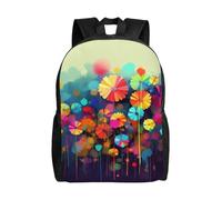 KLLTYHMU Sac à dos de voyage pour ordinateur portable de voyage de style abstrait avec fleurs colorées, imperméable, léger, mignon, sac à dos pour femme et homme, sac à dos décontracté, noir, taille