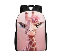 KLLTYHMU Sac à dos de voyage pour ordinateur portable, imperméable, léger, mignon, sac à dos pour femme et homme, sac à dos décontracté motif girafe rose