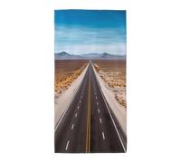 KLLTYHMU Serviettes de bain douces et absorbantes pour salle de bain, serviettes de bain décoratives en microfibre pour invités, serviette de visage Freeway Highway Road dans le désert, serviettes de