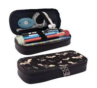 KLLTYHMU Trousse à crayons en cuir de grande capacité avec compartiments - Jolie trousse à crayons - Joli chien maltais - Trousse de maquillage portable, Chauve-souris volante pour Halloween, Taille