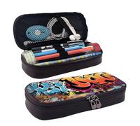 KLLTYHMU Trousse à crayons en cuir de grande capacité avec compartiments - Jolie trousse à crayons - Joli chien maltais - Trousse de maquillage portable, Graffiti Hip Hop, Taille unique, Motif floral