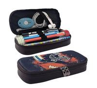 KLLTYHMU Trousse à crayons en cuir de grande capacité avec compartiments - Jolie trousse à crayons Miss You Bear - Trousse à maquillage portable, Football américain., Taille unique, Motif floral