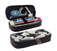 KLLTYHMU Trousse à crayons en cuir de grande capacité avec compartiments - Jolie trousse à crayons - Motif abeille - 2 stylos - Trousse de maquillage portable, Baleine tueuse., Taille unique, Motif