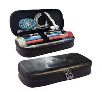 KLLTYHMU Trousse à crayons en cuir de grande capacité avec compartiments - Jolie trousse à crayons - Paysage de plage - Boîte à stylos portable pour cosmétiques et maquillage, Paysage tonnerre, Taille