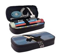 KLLTYHMU Trousse à crayons en cuir de grande capacité avec compartiments, jolie trousse à crayons raton laveur, trousse de maquillage portable, Baleine tueuse., Taille unique, Motif floral