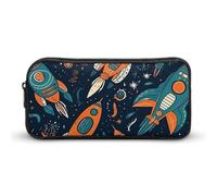 KLLTYHMU Trousse à crayons motif fusée spatiale - Grande capacité - Jolie trousse de maquillage pour homme et femme