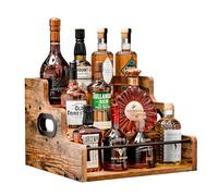 KLM Étagère de présentation de bouteilles d'alcool, étagère de sirop de café, étagère à vin à 3 niveaux, mini bar, étagère de bar rétro pour whisky, spiritueux