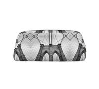 KLMELLMDE Brooklyn Bridge Trousse à stylos en cuir avec fermeture éclair Grande capacité pour fournitures scolaires et de bureau, doré, Taille unique, Sac à dos décontracté