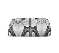 KLMELLMDE Brooklyn Bridge Trousse à stylos en cuir avec fermeture éclair Grande capacité pour fournitures scolaires et de bureau, Argenté., Taille unique, Sac à dos décontracté