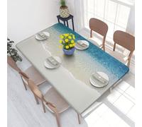 KLMELLMDE Nappe de table rectangulaire pliable avec bords élastiques, nappe de plage transparente, nappe à bords élastiques, nappe imperméable, pour extérieur, terrasse, cuisine, salle à manger