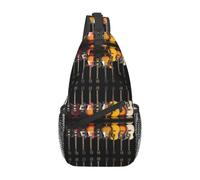 KLMELLMDE Petit sac de poitrine pour guitare électrique, sac à bandoulière pour homme, sac à bandoulière léger quotidien, sacs à dos de randonnée et de voyage, Noir , Taille unique, Organiseur de sac