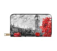 KLMELLMDE Portefeuille London Street rouge pour homme et femme, avec plusieurs compartiments (avec compartiment pour pièces de monnaie, fentes pour cartes de crédit, compartiment pour billets., blanc