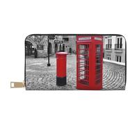 KLMELLMDE Portefeuille pour homme et femme Motif cabine téléphonique londonienne Rouge Avec compartiment pour pièces de monnaie, fentes pour cartes de crédit, compartiment pour billets., blanc, Taille