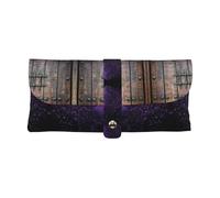 KLMELLMDE Superbe étui à stylos rustique avec porte en bois, fermeture à pression, étui à lunettes en cuir, trousse à stylos d'école, organisateur de papeterie de bureau, trousse de maquillage.