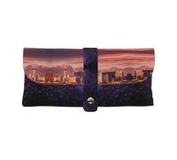 KLMELLMDE Superbe trousse à stylos Las Vegas Sunset en cuir avec fermeture à pression, trousse à stylos d'école, organisateur de papeterie de bureau, trousse de maquillage.
