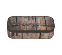 KLMELLMDE Trousse à crayons avec porte en bois rustique de grande capacité, trousse à crayons, trousse d'école, organisateur de papeterie de bureau, trousse de maquillage.