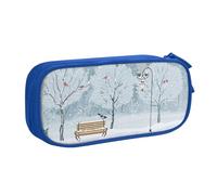 KLMELLMDE Trousse à crayons de grande capacité avec nom pour étudiant, double couche, fournitures scolaires et de bureau, trousse de papeterie, trousse de maquillage, bleu, Taille unique, Sac à dos