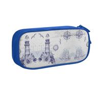 KLMELLMDE Trousse à crayons de grande capacité avec nom pour étudiant, double couche, fournitures scolaires et de bureau, trousse de papeterie, trousse de maquillage, bleu, Taille unique, Sac à dos