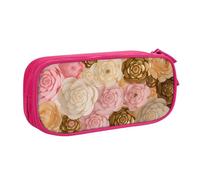 KLMELLMDE Trousse à crayons de grande capacité avec nom pour étudiant, double couche, fournitures scolaires et de bureau, trousse de papeterie, trousse de maquillage, rose, Taille unique, Sac à dos