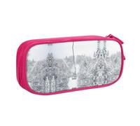 KLMELLMDE Trousse à crayons de grande capacité avec nom pour étudiant, double couche, fournitures scolaires et de bureau, trousse de papeterie, trousse de maquillage, rose, Taille unique, Sac à dos