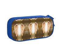 KLMELLMDE Trousse à crayons de grande capacité avec nom pour étudiant, double couche, fournitures scolaires et de bureau, trousse de papeterie, trousse de maquillage, bleu, Taille unique, Sac à dos