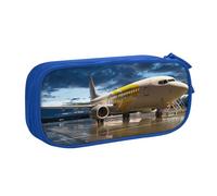 KLMELLMDE Trousse à crayons de grande capacité avec nom pour étudiant, double couche, fournitures scolaires et de bureau, trousse de papeterie, trousse de maquillage, bleu, Taille unique, Sac à dos