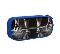 KLMELLMDE Trousse à crayons de grande capacité avec nom pour étudiant, double couche, fournitures scolaires et de bureau, trousse de papeterie, trousse de maquillage, bleu, Taille unique, Sac à dos