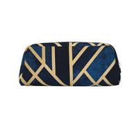 KLMELLMDE Trousse à crayons en cuir avec fermeture éclair abstraite, géométrique, grande capacité, fournitures scolaires et de bureau, sac à cosmétiques, porte-monnaie, Argenté., Taille unique, Sac à