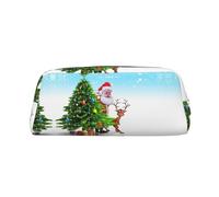 KLMELLMDE Trousse à crayons en cuir avec fermeture éclair Motif Père Noël Arbre de Noël Grande capacité Fournitures scolaires et de bureau Sac de papeterie, sac à cosmétiques, porte-monnaie, Argenté