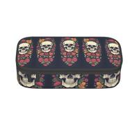 KLMELLMDE Trousse à crayons grande capacité avec tête de mort et fleur, trousse à crayons, trousse d'école, organisateur de papeterie de bureau, trousse de maquillage.