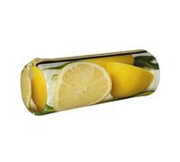 KLMELLMDE Trousse ronde à fermeture éclair en cuir jaune citron pour écolier, trousse à crayons artistique, trousse de bureau, blanc, Taille unique, Sac à dos décontracté