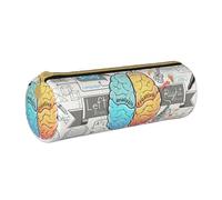 KLMELLMDE Trousse ronde en cuir avec fermeture éclair - Motif cerveau humain - Pour l'école, les étudiants, le bureau, blanc, Taille unique, Sac à dos décontracté